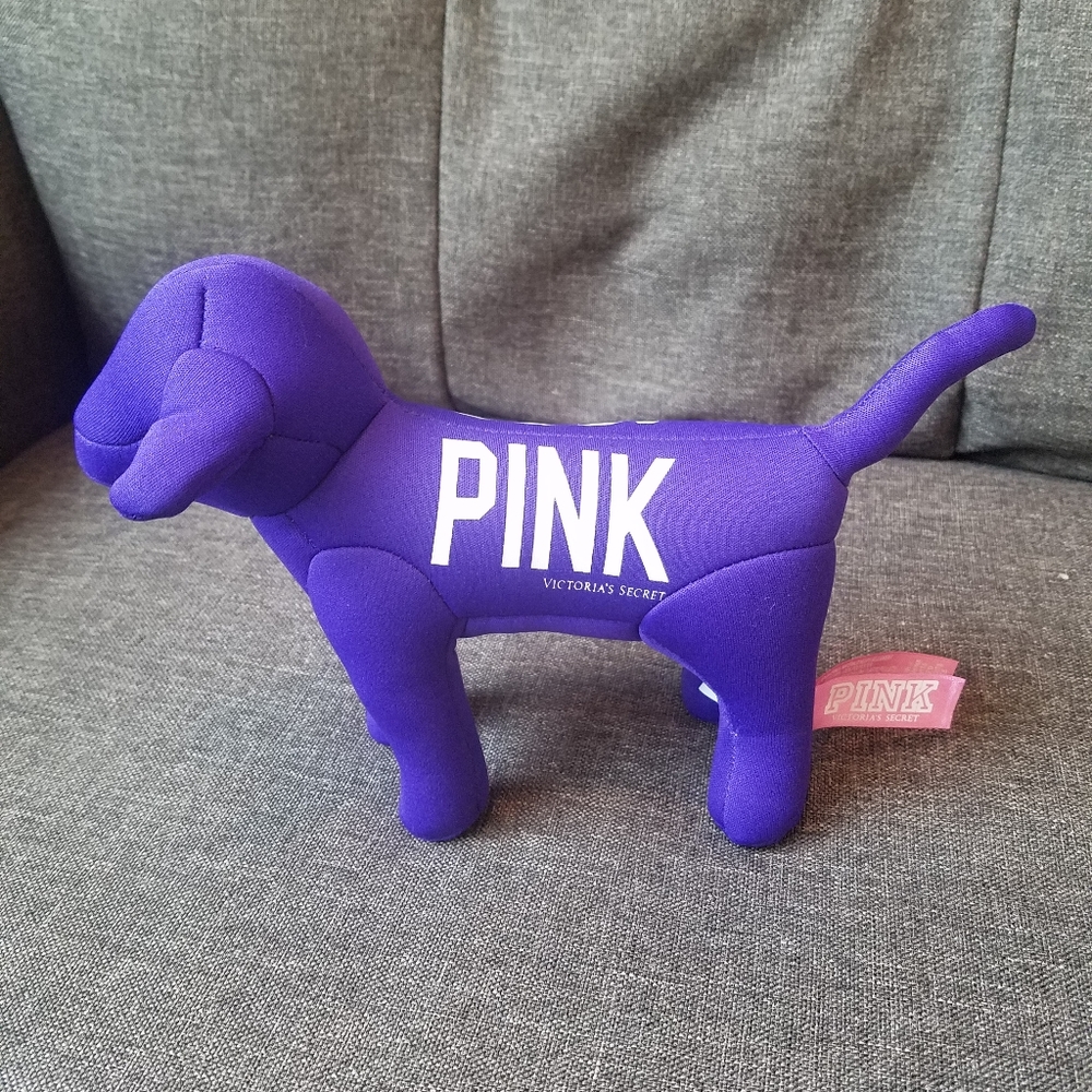 VS Pink dog. Purple and white